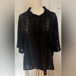 Zara Black Diamond Pattern Cut Work Shirt Size XL Unisex